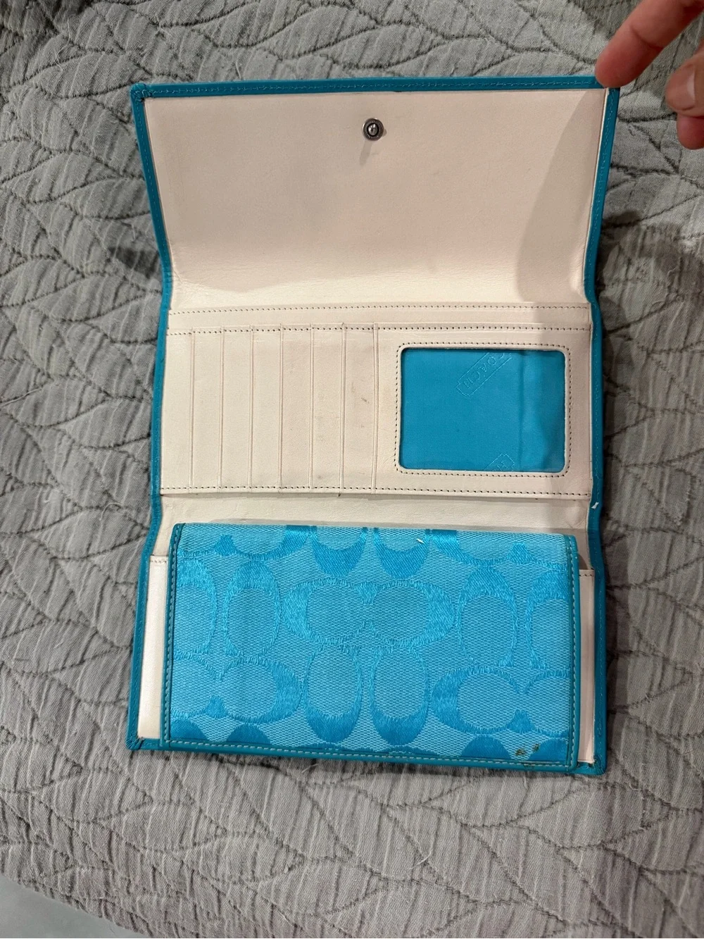 Coach Turquoise Signature Continental Wallet Set Y2K - Picture 2 of 7